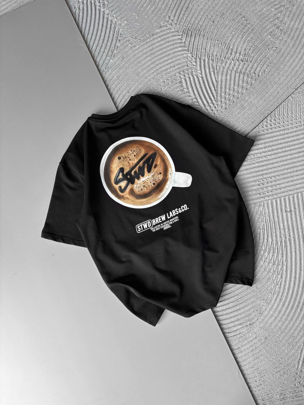 BREW LABS KAHVE BASKI OVERSİZE TSHİRT SİYAH