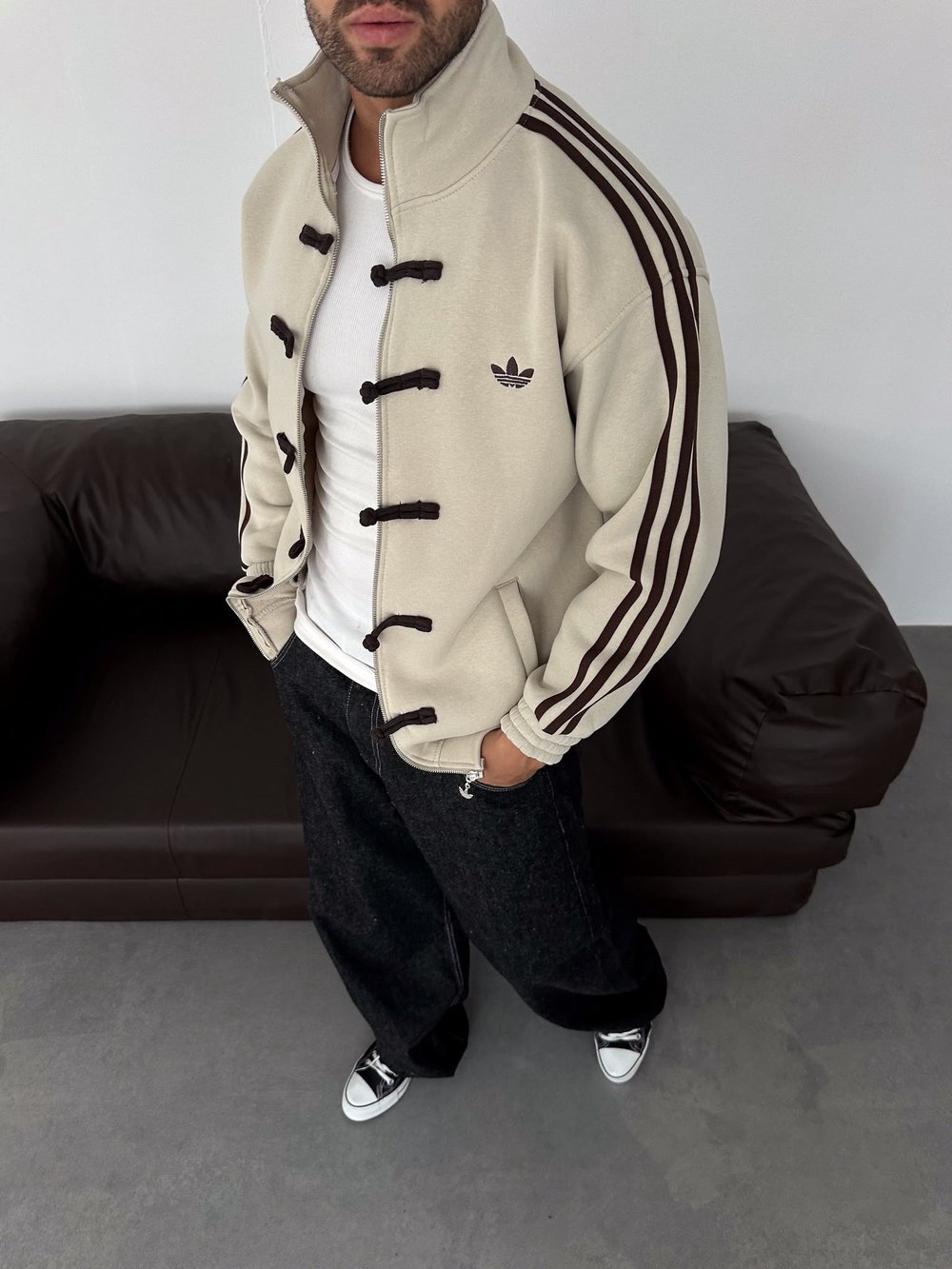 CHİN OVERSİZE 3 İPLİK PAMUKLU HIRKA BEJ