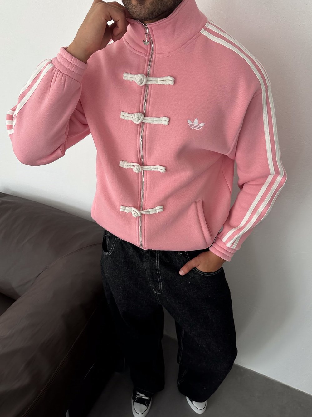 CHİN OVERSİZE 3 İPLİK PAMUKLU HIRKA PEMBE