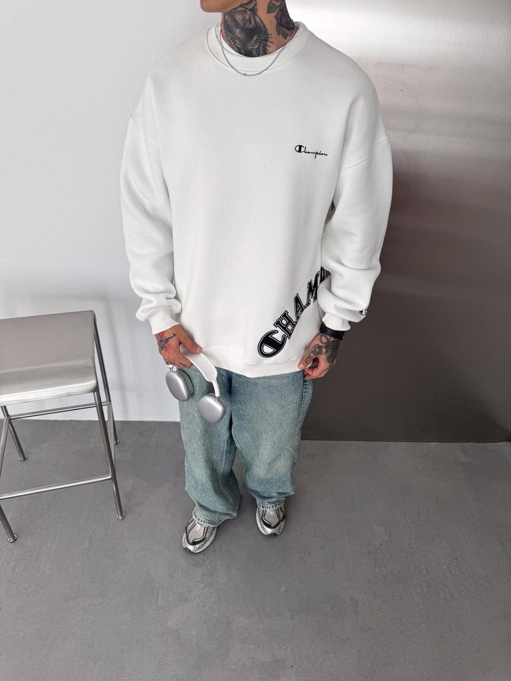CHMP CLS 3 İPLİK ŞARDONLU SWEAT BEYAZ