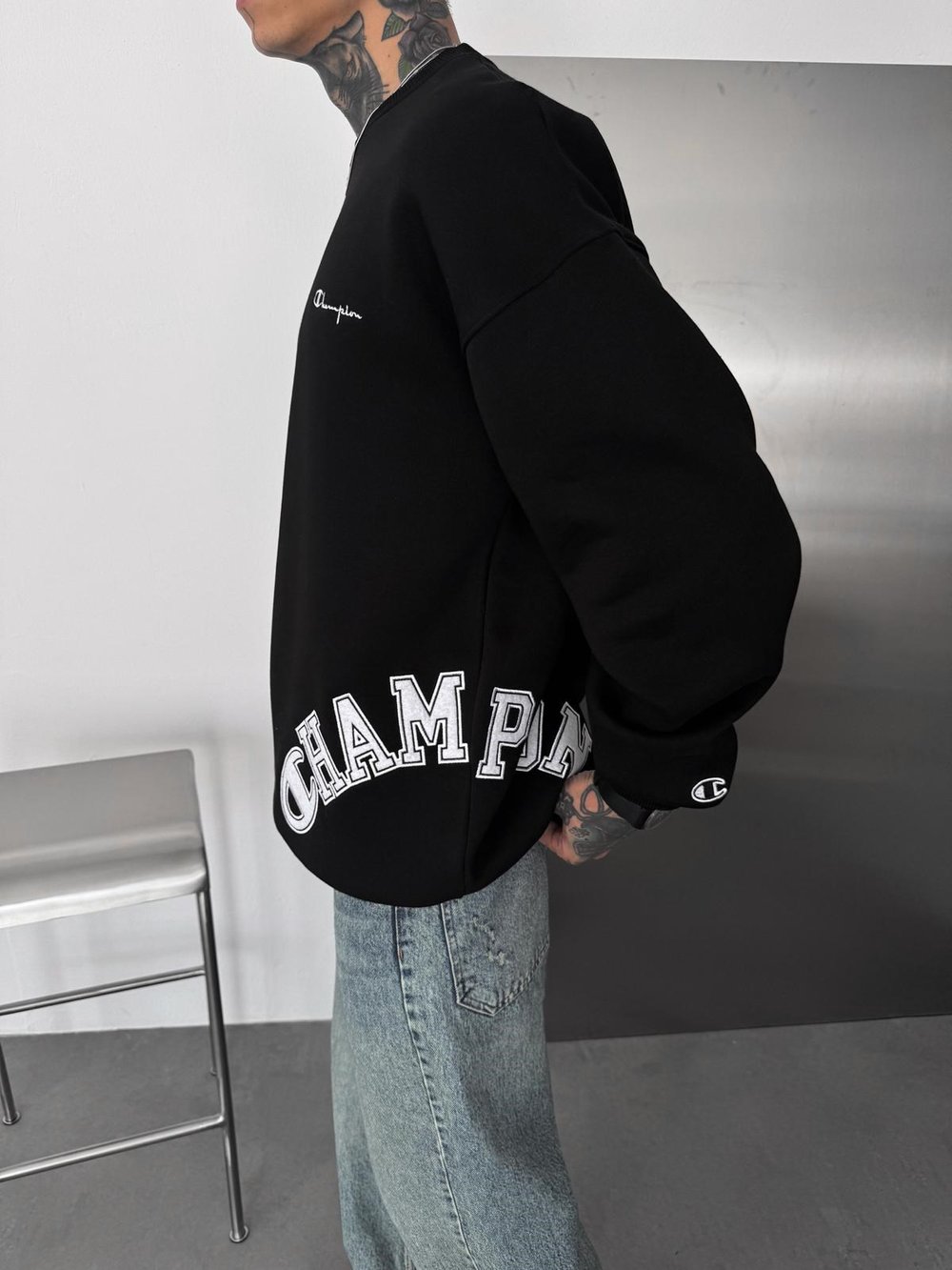 CHMP CLS 3 İPLİK ŞARDONLU SWEAT SİYAH