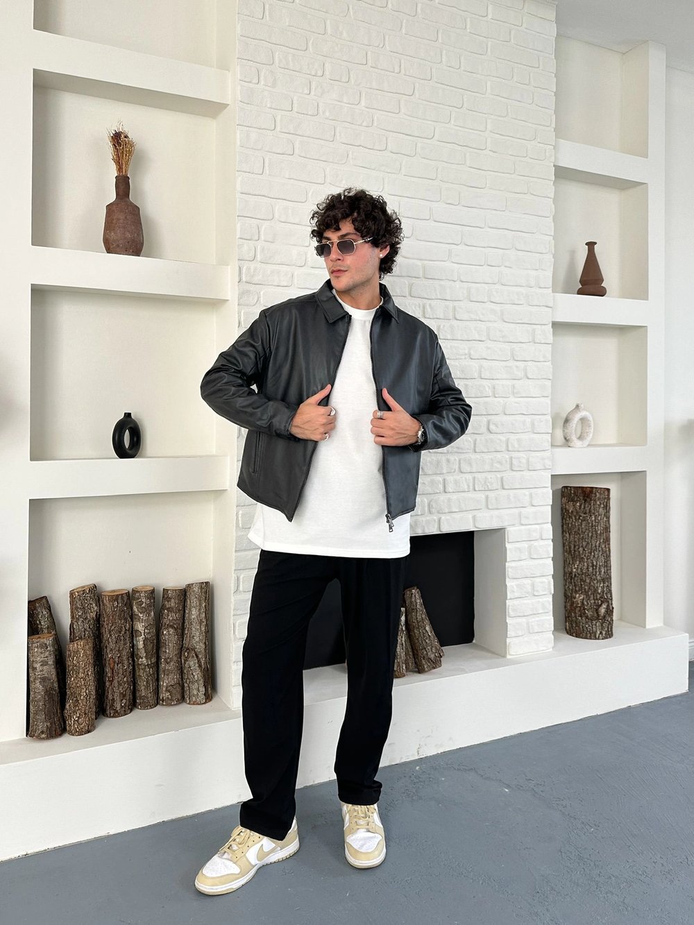 ÇİFT FERMUARLI DERİ CROP CEKET