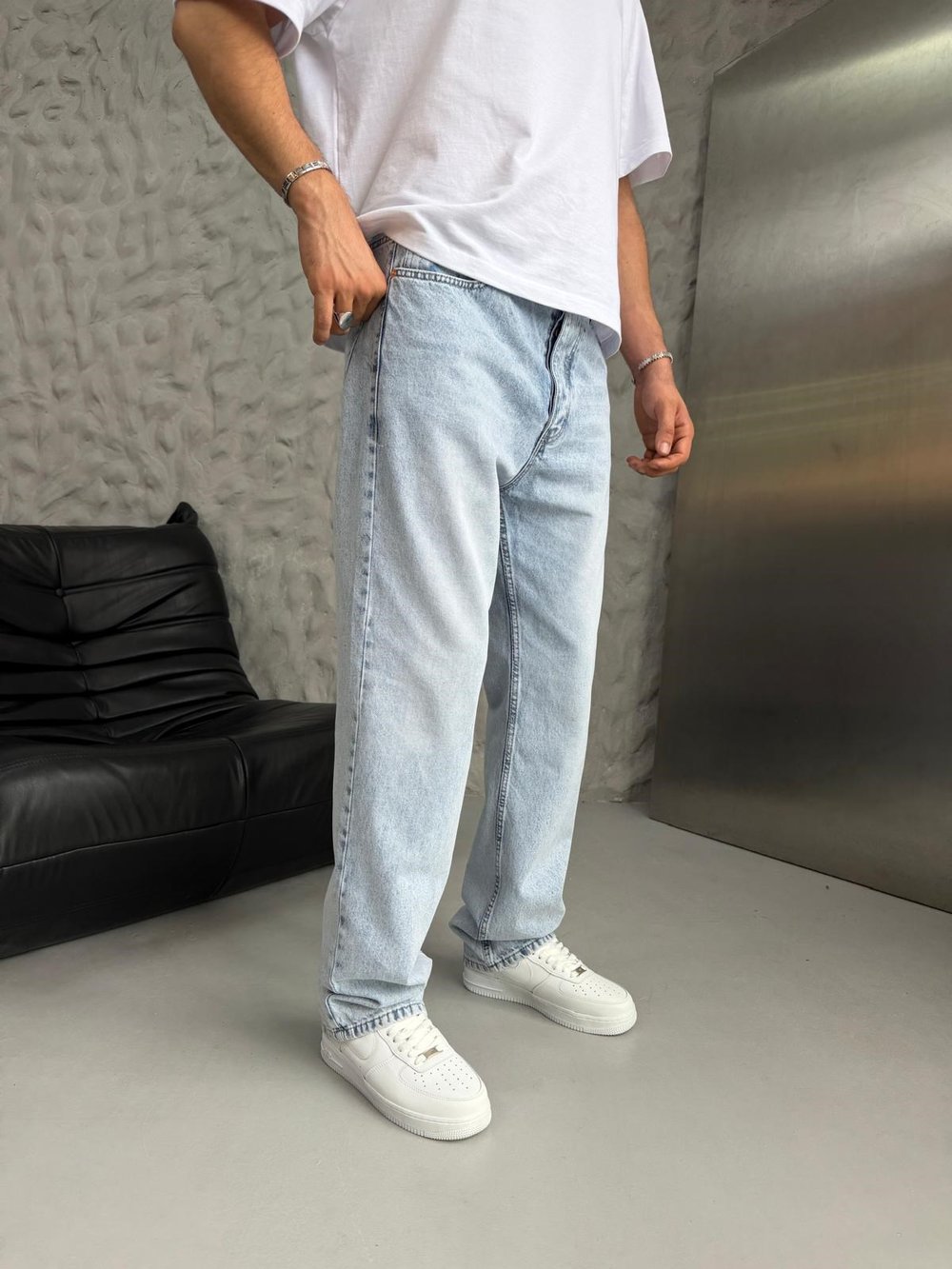DÜZ BAGGY KOT PANTOLON BUZMAVİ