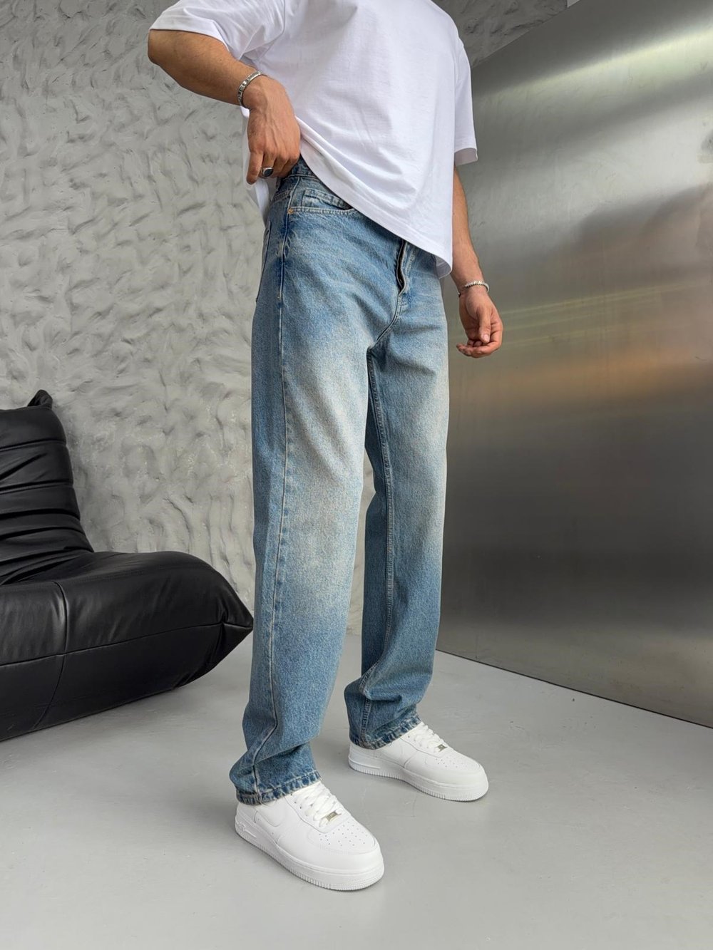 DÜZ BAGGY KOT PANTOLON KAPALIMAVİ