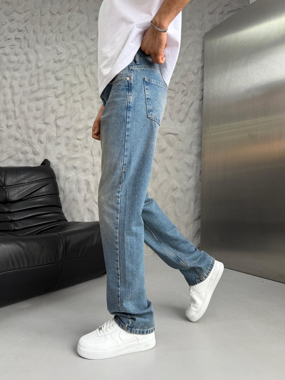 DÜZ BAGGY KOT PANTOLON KAPALIMAVİ