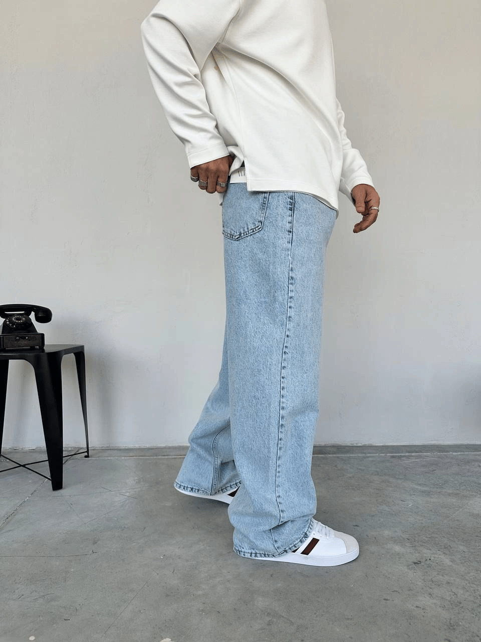 EXTRA BAGGY DS KOT PANTOLON BUZ MAVİSİ