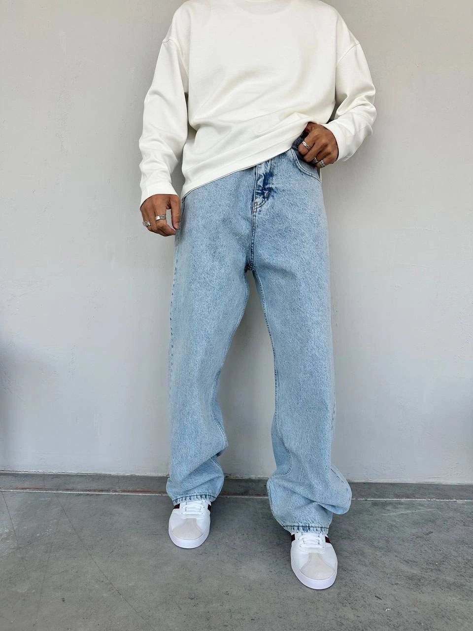 EXTRA BAGGY DS KOT PANTOLON BUZ MAVİSİ