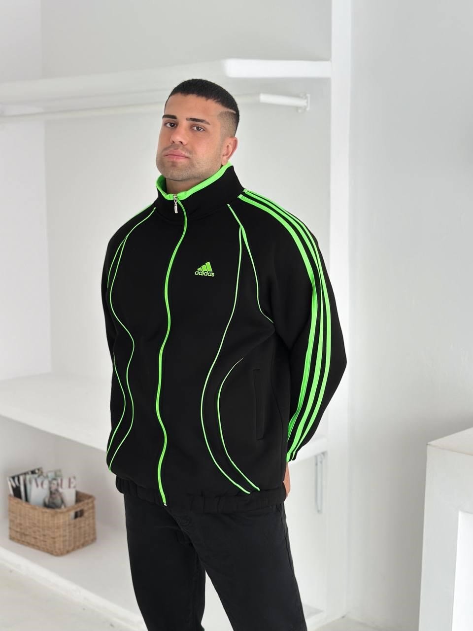 FOSFORLU AD OVERSİZE 3 İPLİK PAMUKLU HIRKA SİYAH