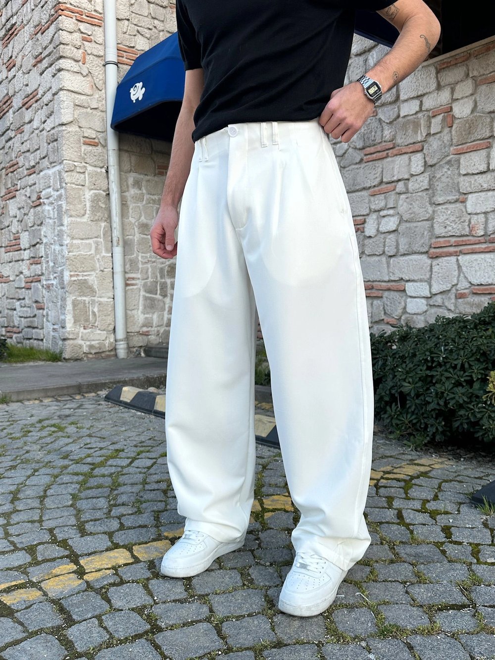 FULL BAGGY BALON KLASİK DS PANTOLON BEYAZ
