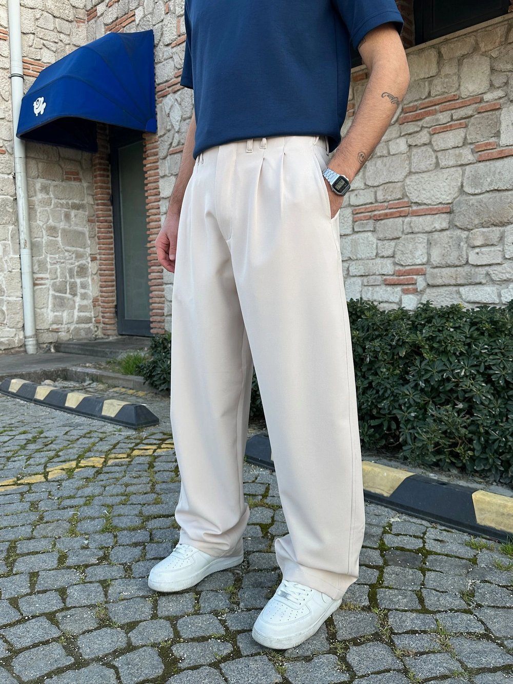 FULL BAGGY BALON KLASİK DS PANTOLON KIRIK BEYAZ