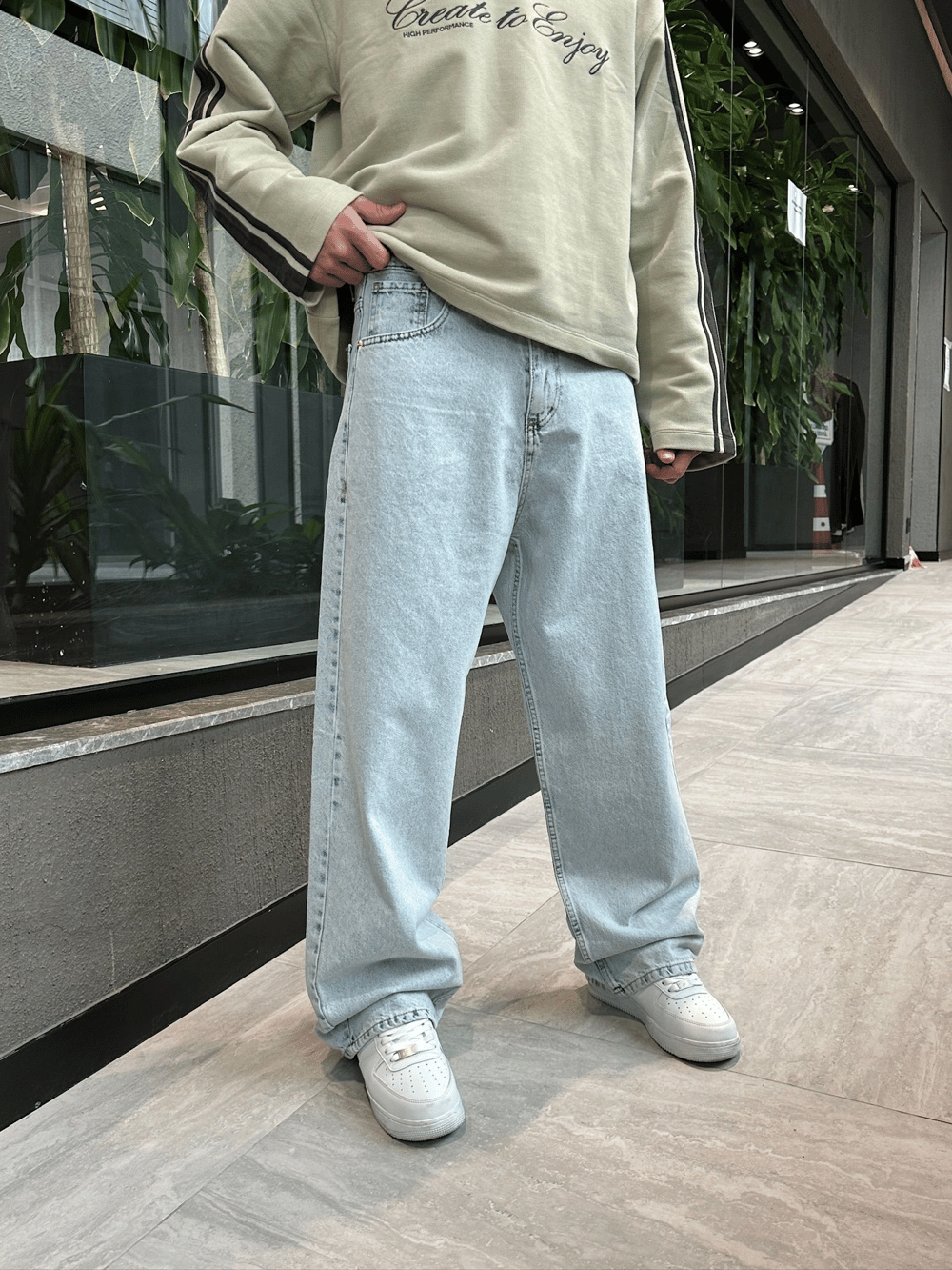 FULL BAGGY DS KOT PANTOLON BUZ MAVİSİ