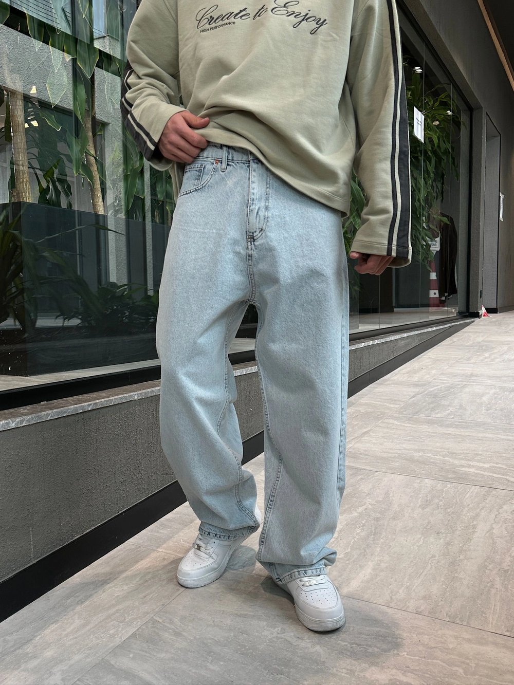 FULL BAGGY DS KOT PANTOLON BUZ MAVİSİ