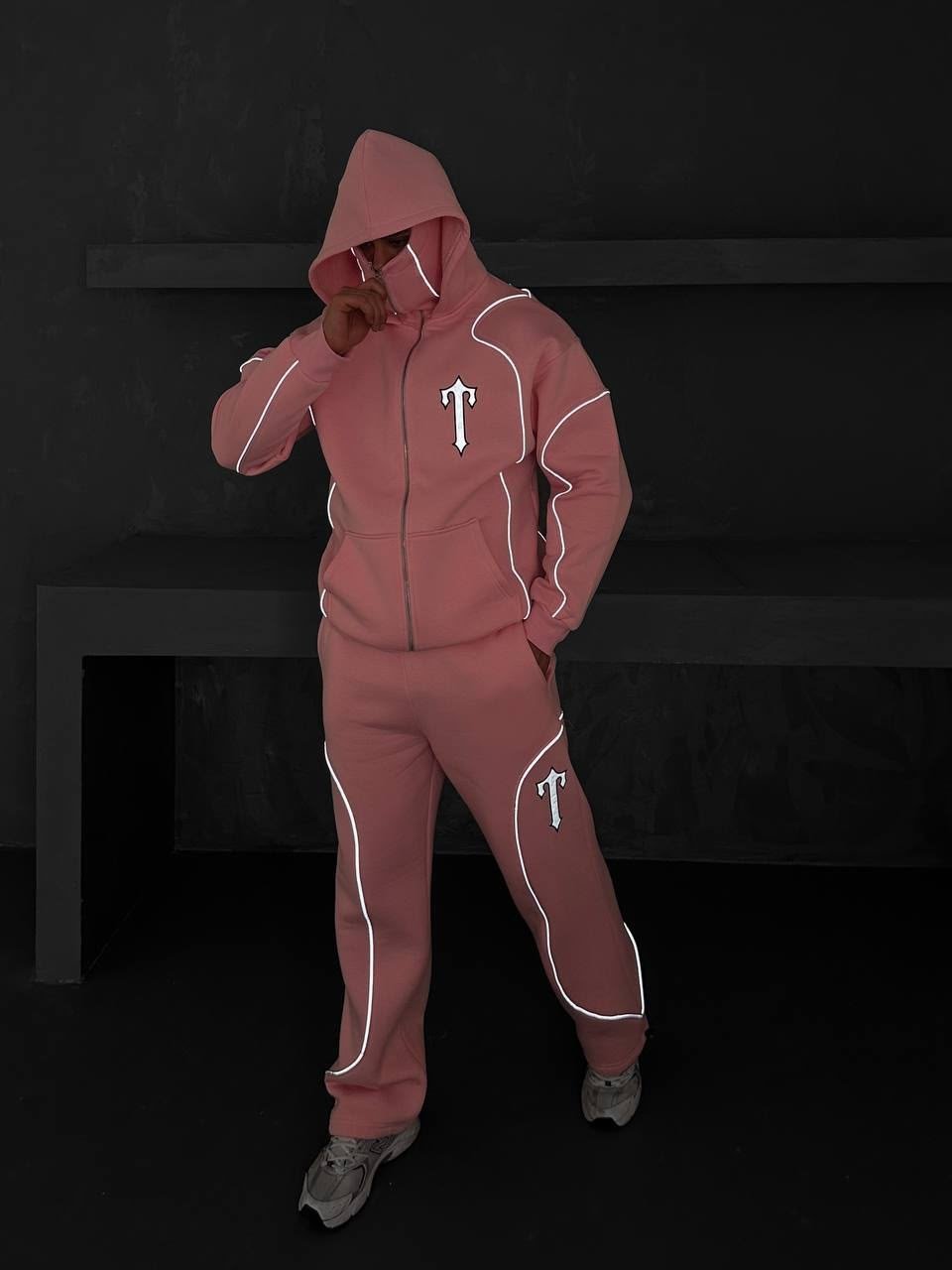 FULL REFLEKTÖR BİYE TRAPS OVERSİZE 3 İPLİK PAMUKLU TAKIM PEMBE
