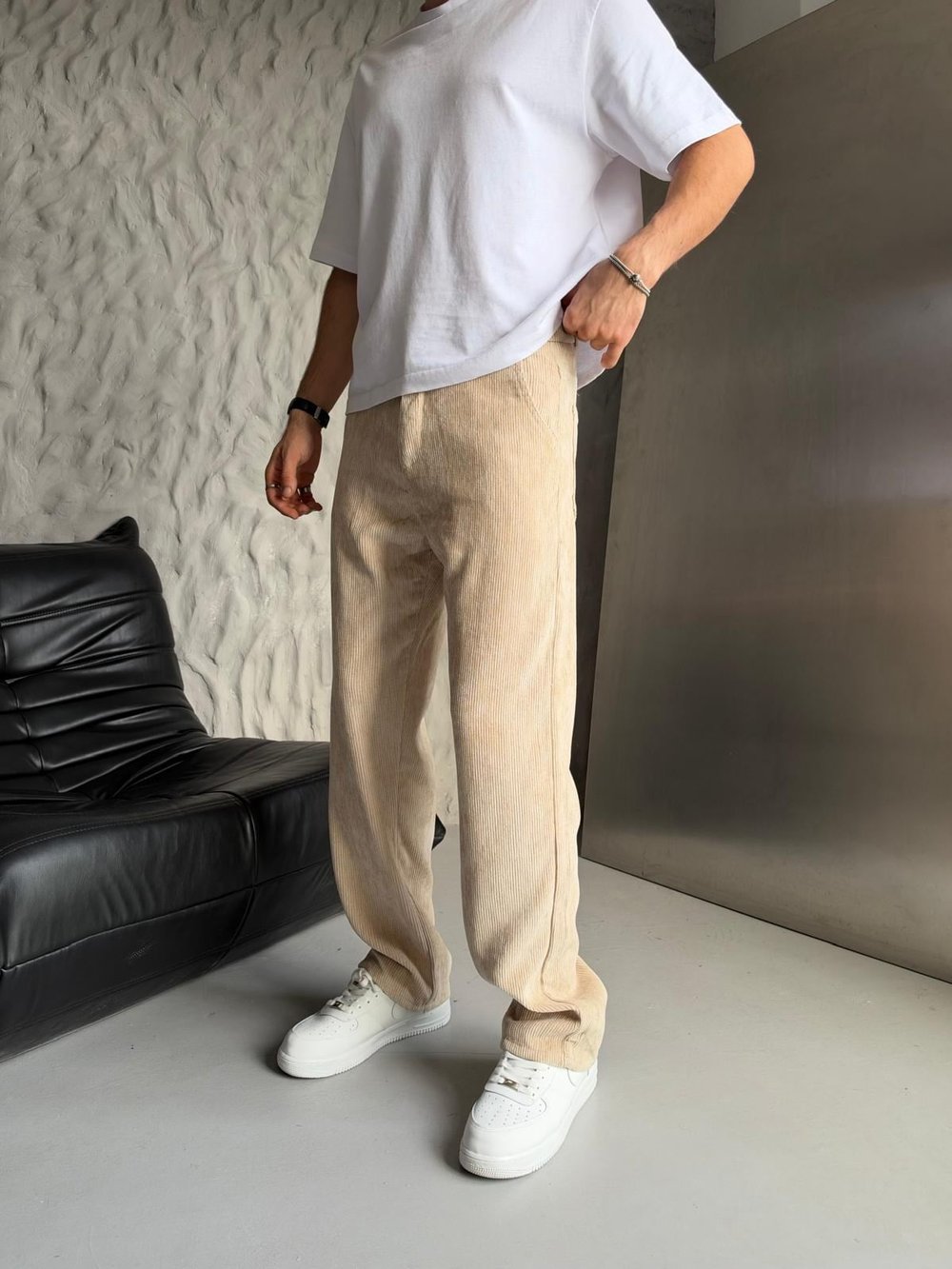 KADİFE BAGGY PANTOLON KREM