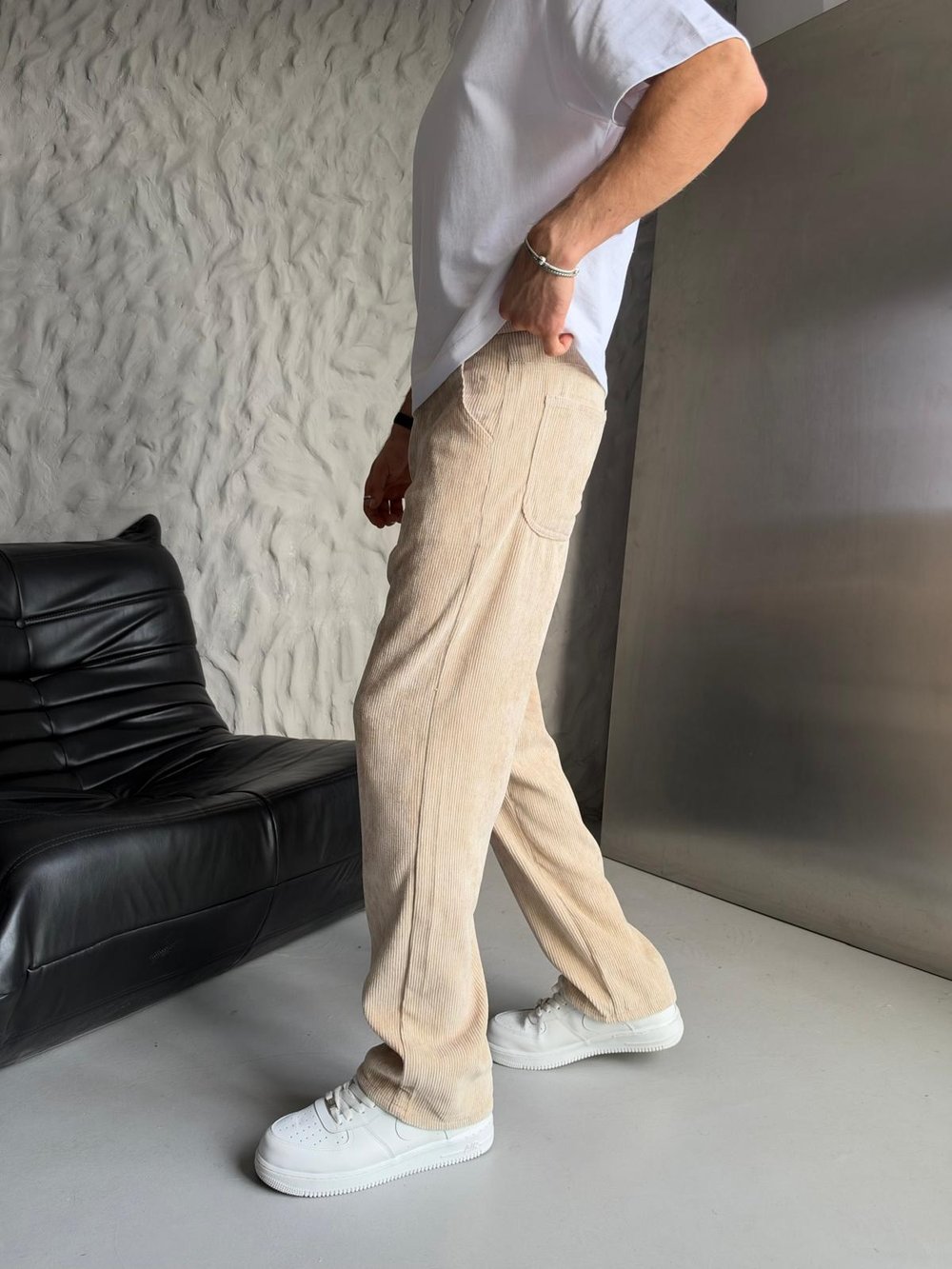 KADİFE BAGGY PANTOLON KREM