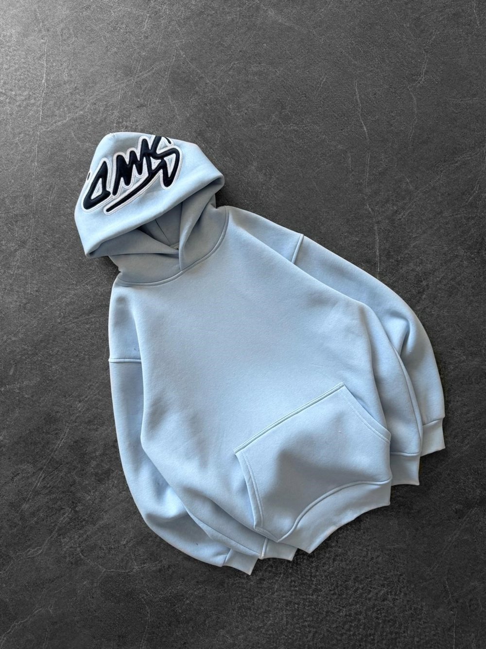 KAPÜŞON NAKIŞLI 3 İPLİK PAMUKLU KUMAŞ OVERSİZE STW SWEAT BEBEMAVİ