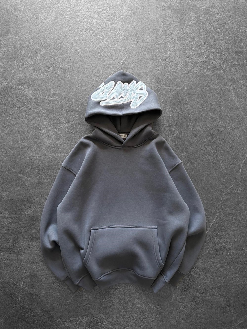 KAPÜŞON NAKIŞLI 3 İPLİK PAMUKLU KUMAŞ OVERSİZE STW SWEAT ANTRASİT