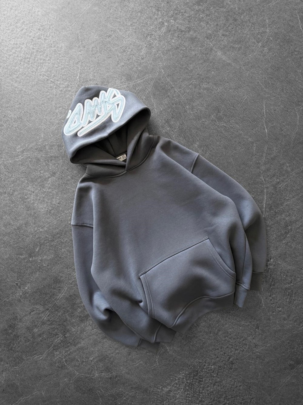KAPÜŞON NAKIŞLI 3 İPLİK PAMUKLU KUMAŞ OVERSİZE STW SWEAT ANTRASİT