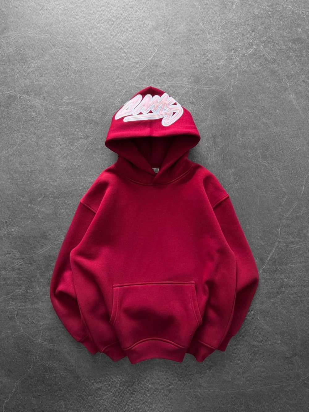 KAPÜŞON NAKIŞLI 3 İPLİK PAMUKLU KUMAŞ OVERSİZE STW SWEAT KIRMIZI
