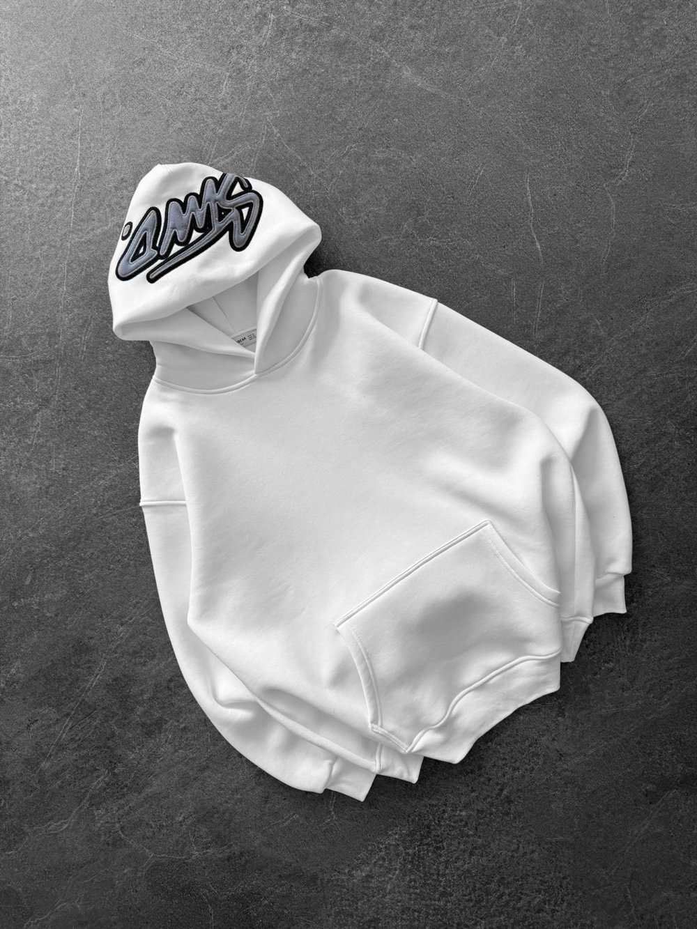 KAPÜŞON NAKIŞLI 3 İPLİK PAMUKLU KUMAŞ OVERSİZE STW SWEAT BEYAZ