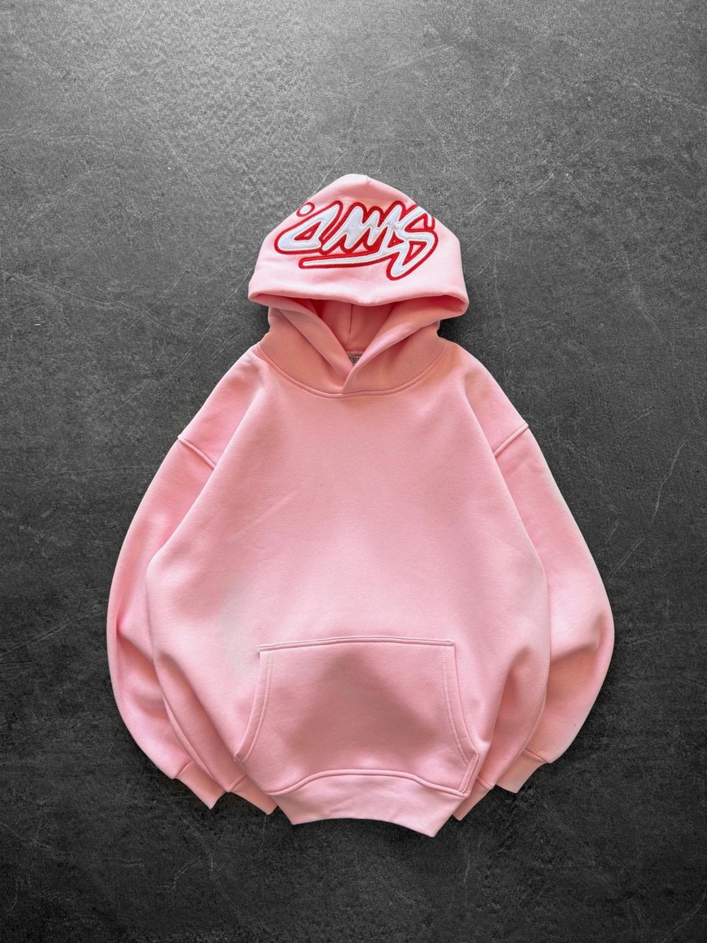 KAPÜŞON NAKIŞLI 3 İPLİK PAMUKLU KUMAŞ OVERSİZE STW SWEAT PEMBE