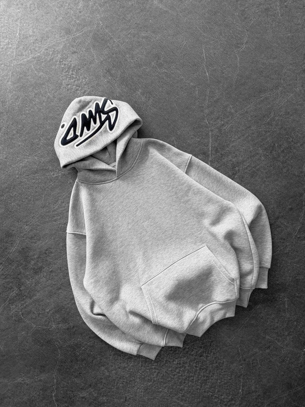 KAPÜŞON NAKIŞLI 3 İPLİK PAMUKLU KUMAŞ OVERSİZE STW SWEAT GRİ