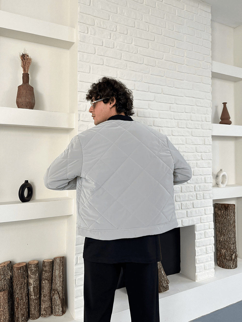 KARBON KUMAŞ KAPİTONE OVERSİZE CEKET GRİ