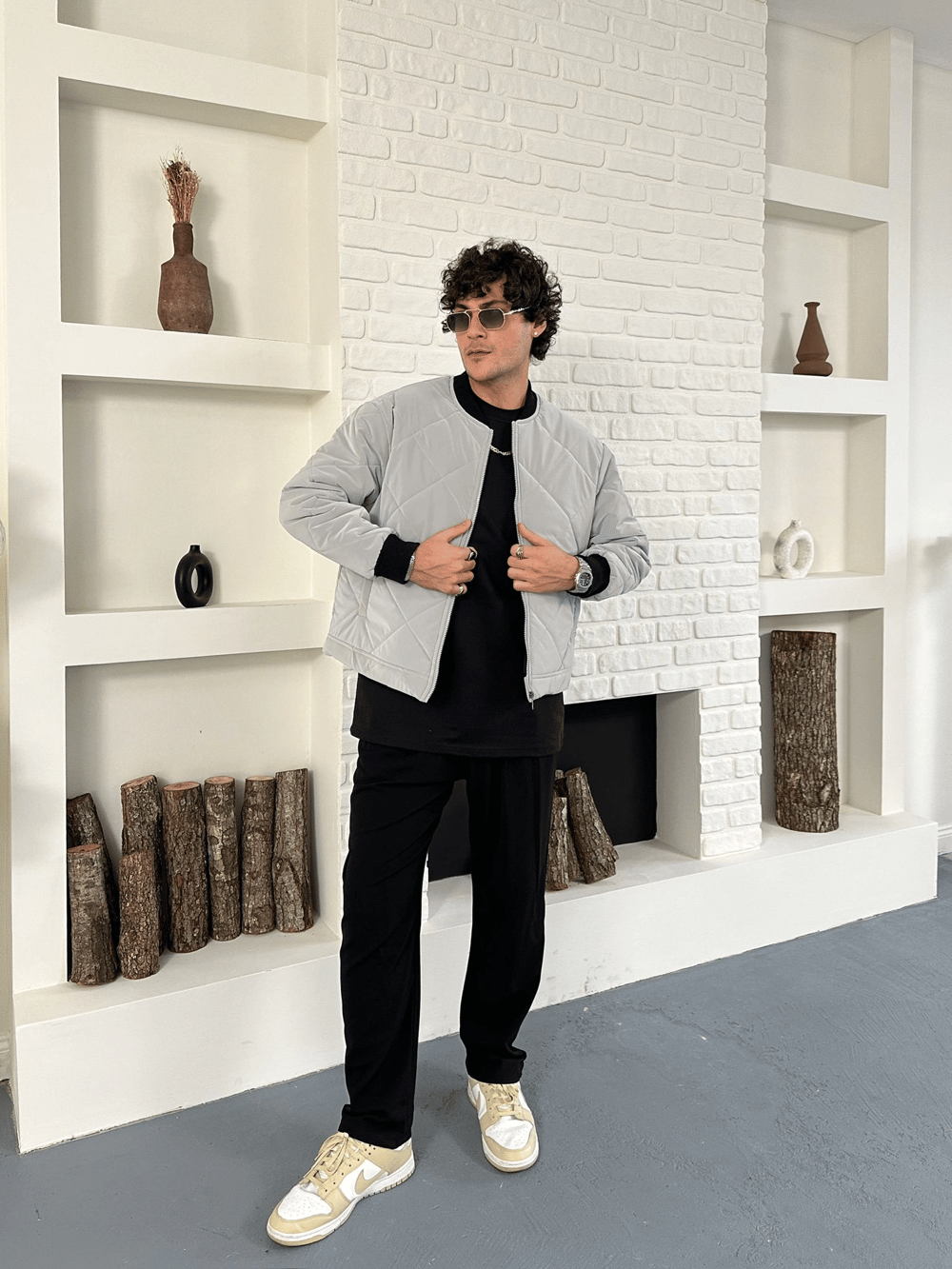KARBON KUMAŞ KAPİTONE OVERSİZE CEKET GRİ