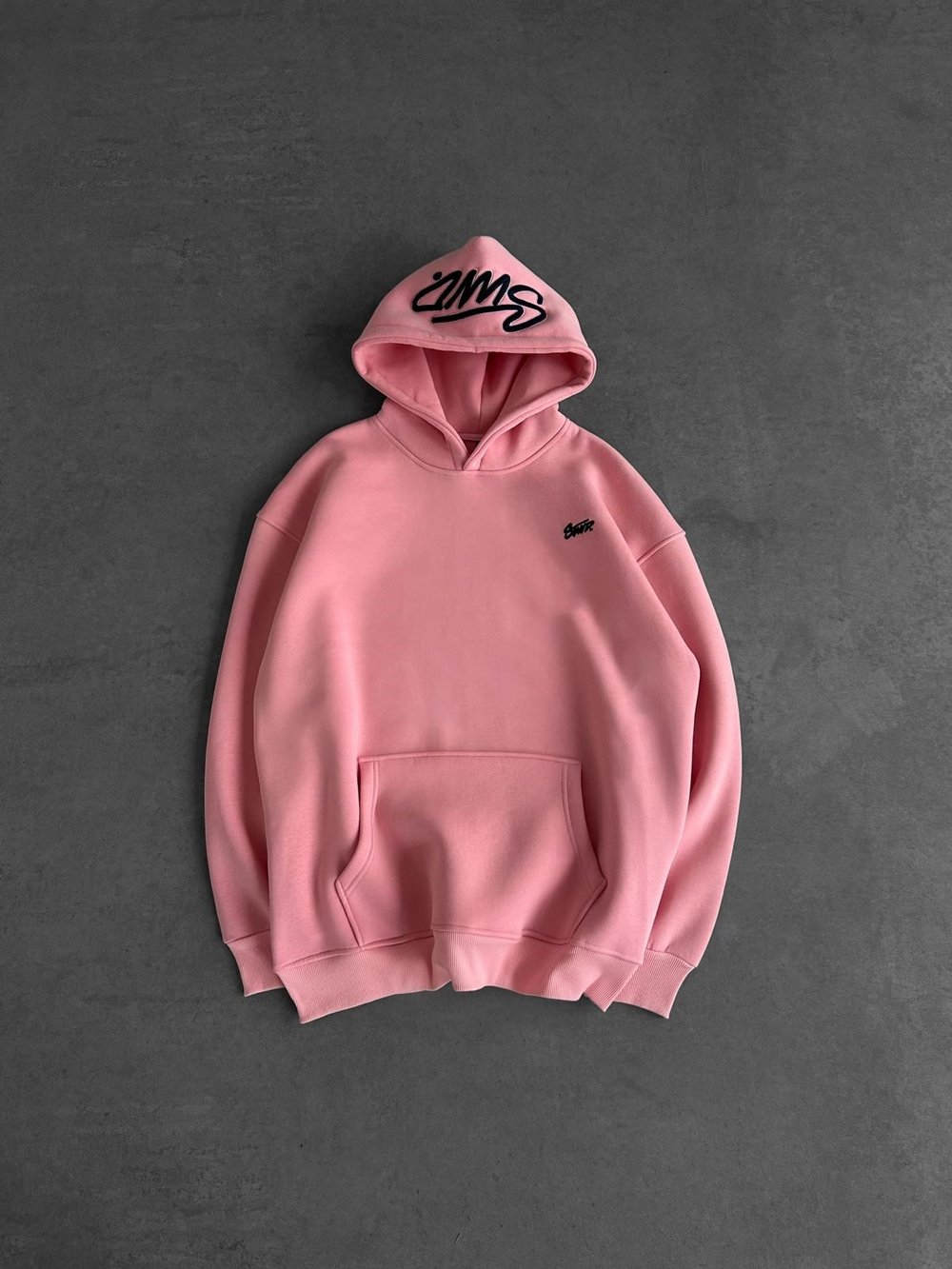 NAKIŞLI 3 İPLİK PAMUKLU KUMAŞ OVERSİZE STW SWEAT PEMBE