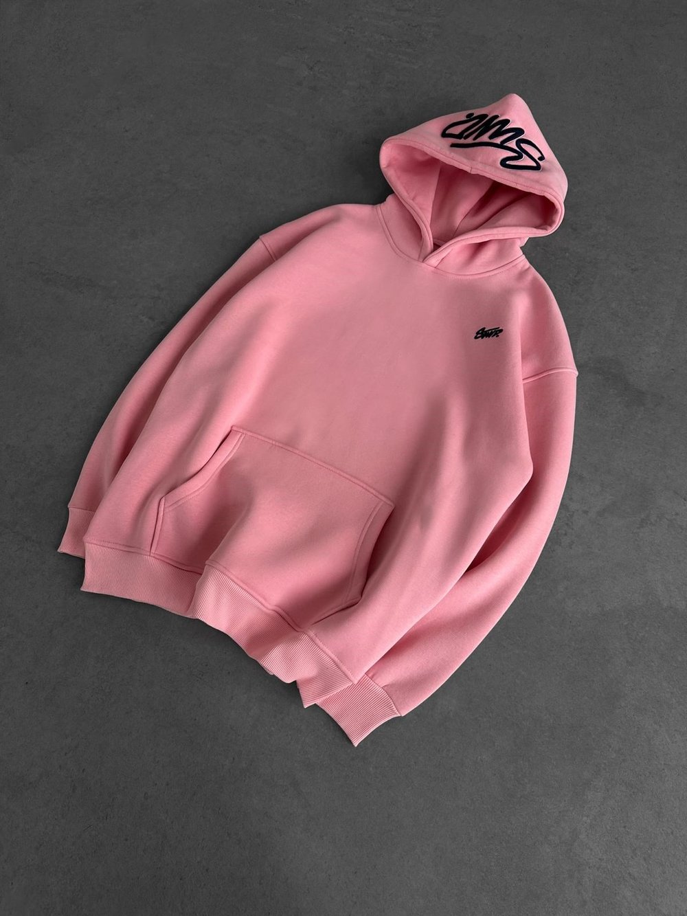NAKIŞLI 3 İPLİK PAMUKLU KUMAŞ OVERSİZE STW SWEAT PEMBE