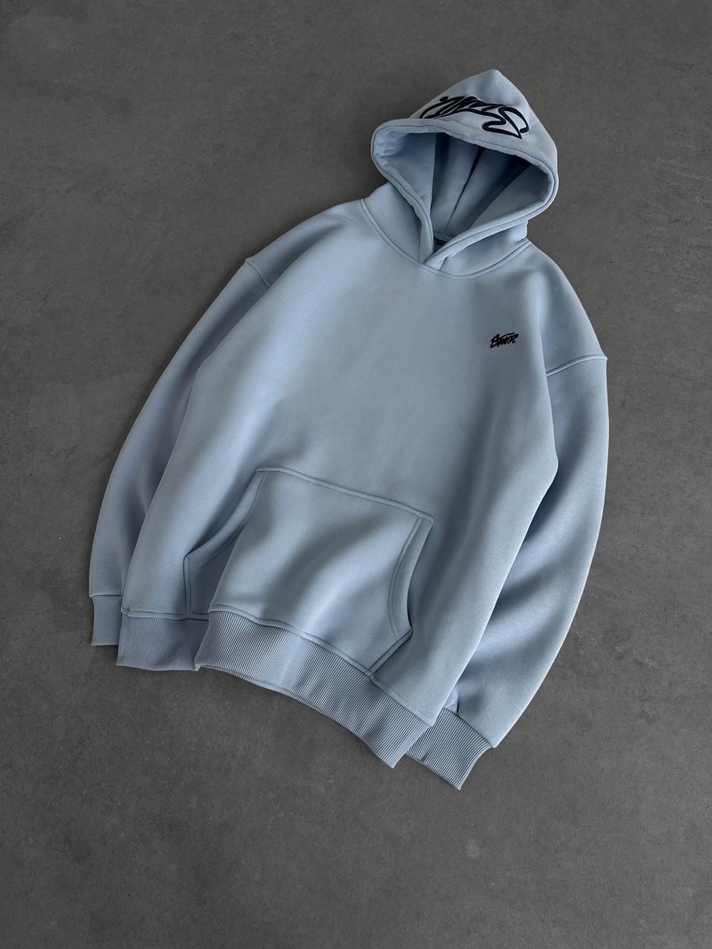 NAKIŞLI 3 İPLİK PAMUKLU KUMAŞ OVERSİZE STW SWEAT BEBEMAVİ