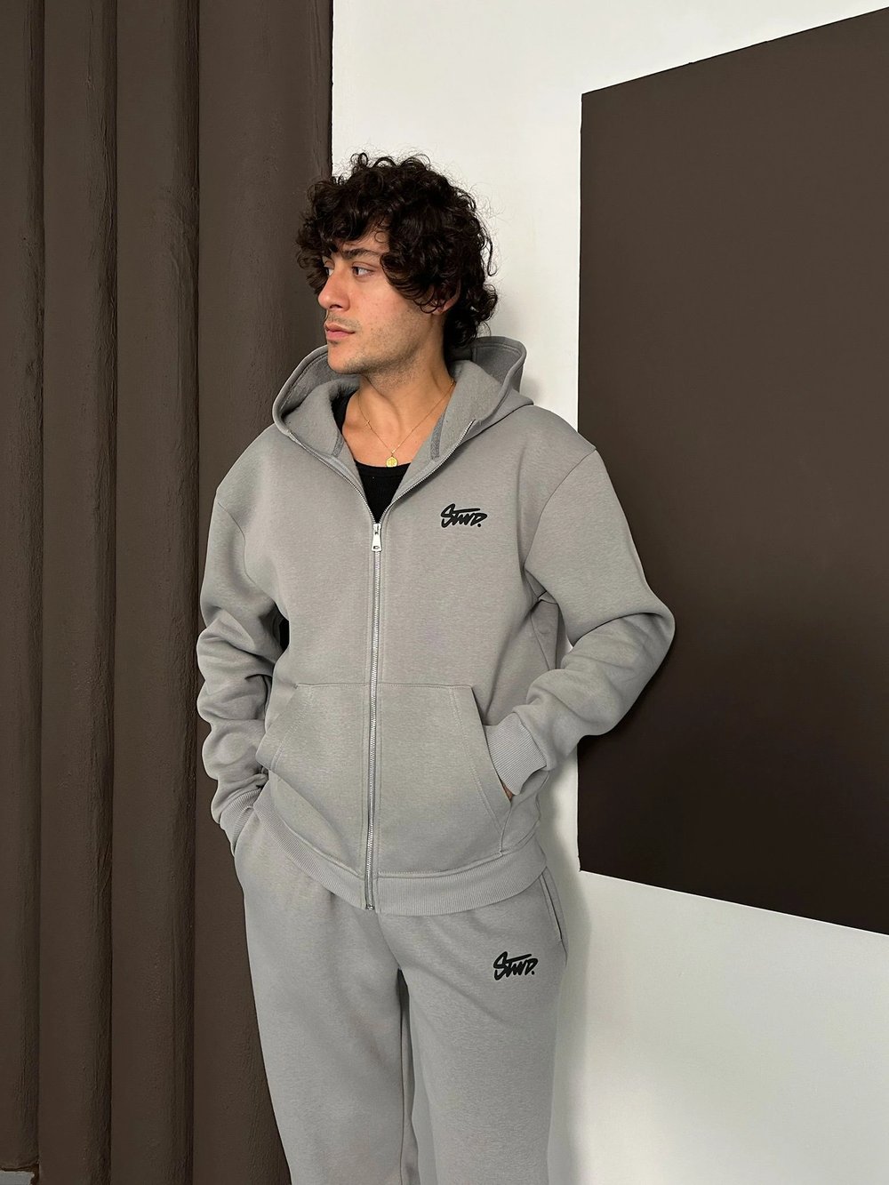 ÖZEL SERİ STW BASKI DETAY OVERSİZE EŞOFMAN TAKIMI GRİ