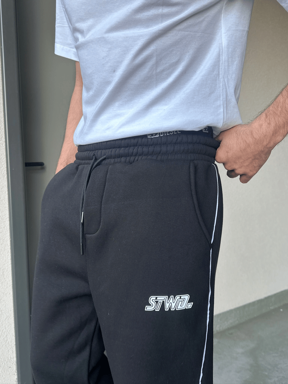 ÖZEL SERİ YAN BİYE PAÇA AYARLANABİLİR BAGGY EŞOFMAN ALTI SİYAH