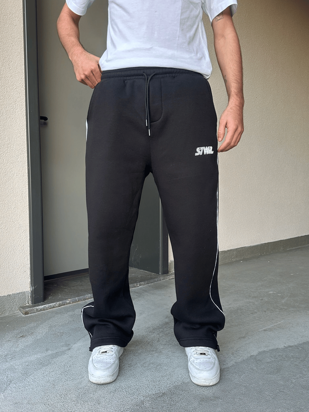 ÖZEL SERİ YAN BİYE PAÇA AYARLANABİLİR BAGGY EŞOFMAN ALTI SİYAH