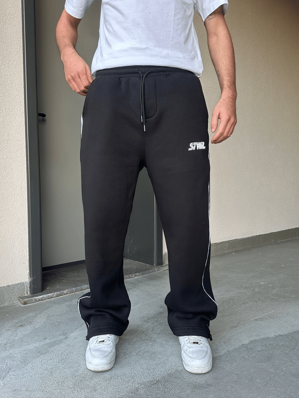 ÖZEL SERİ YAN BİYE PAÇA AYARLANABİLİR BAGGY EŞOFMAN ALTI SİYAH