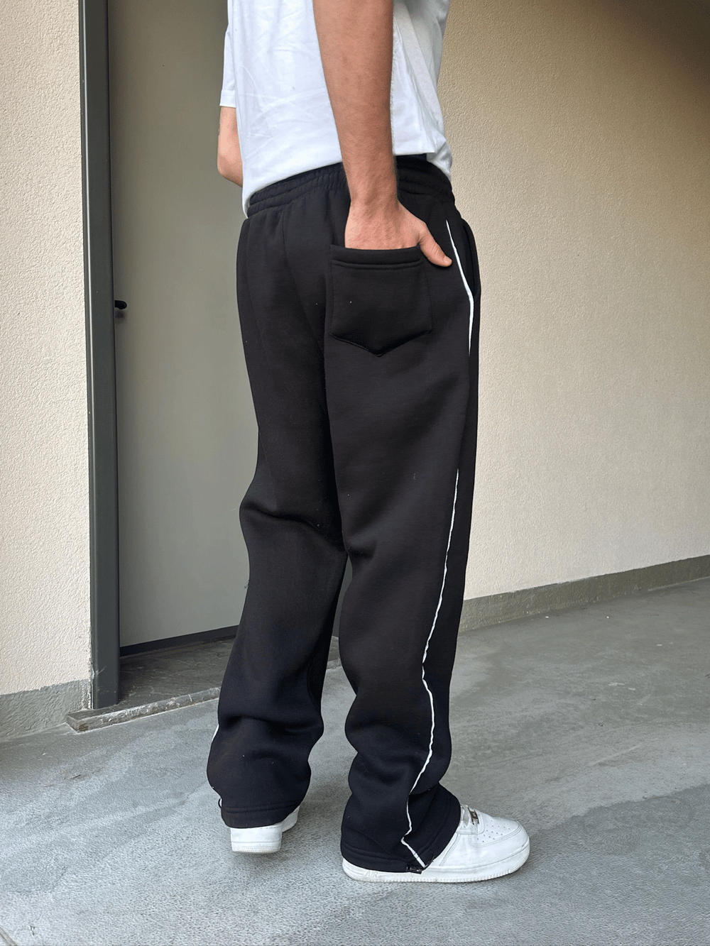 ÖZEL SERİ YAN BİYE PAÇA AYARLANABİLİR BAGGY EŞOFMAN ALTI SİYAH