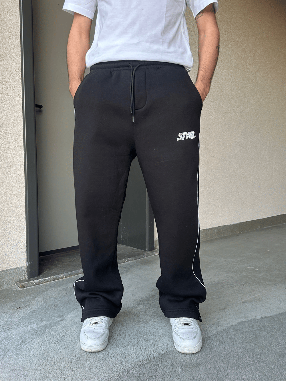 ÖZEL SERİ YAN BİYE PAÇA AYARLANABİLİR BAGGY EŞOFMAN ALTI SİYAH