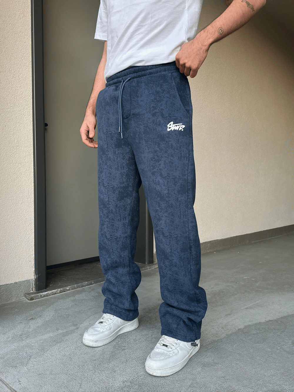 ÖZEL SERİ YIKAMALI KÜÇÜK BASKI PAÇA AYARLANABİLİR BAGGY EŞOFMAN ALTI LACİ