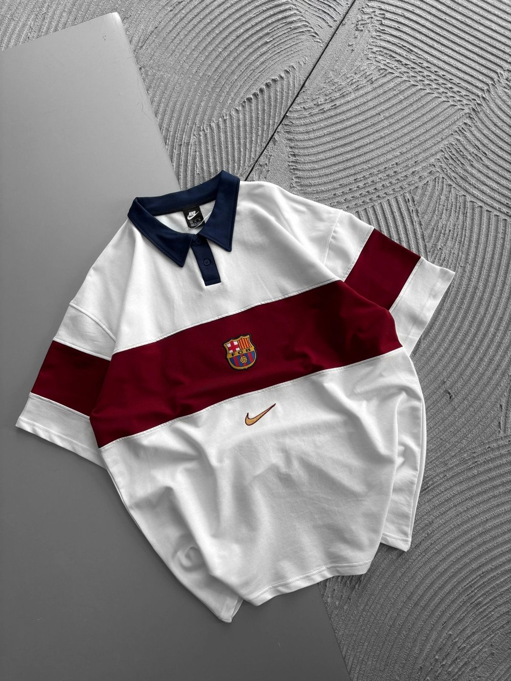 POLO YAKA BARCA ORTA PARÇALI OVERSIZE TSHIRT BEYAZ