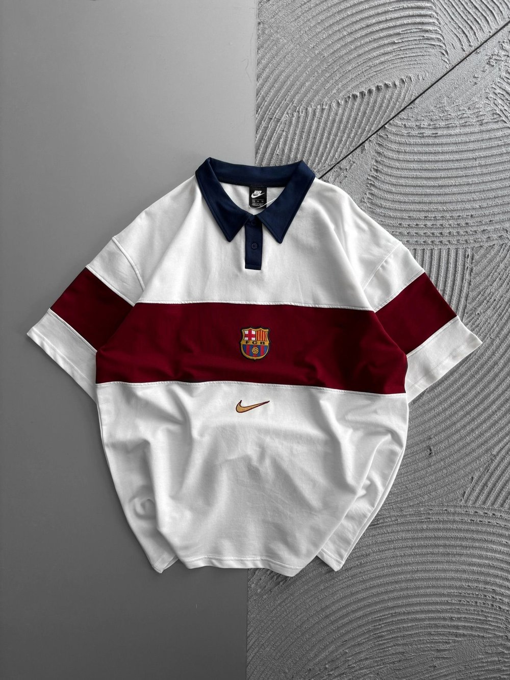 POLO YAKA BARCA ORTA PARÇALI OVERSIZE TSHIRT BEYAZ