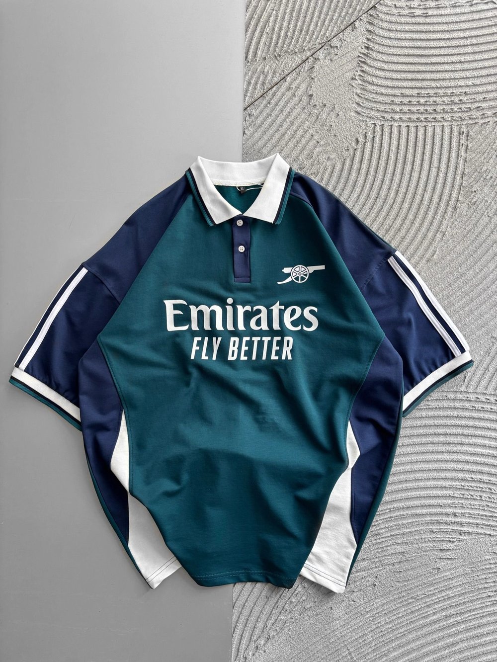 POLO YAKA FL PARCALİ OVERSİZE TSHİRT MAVİ