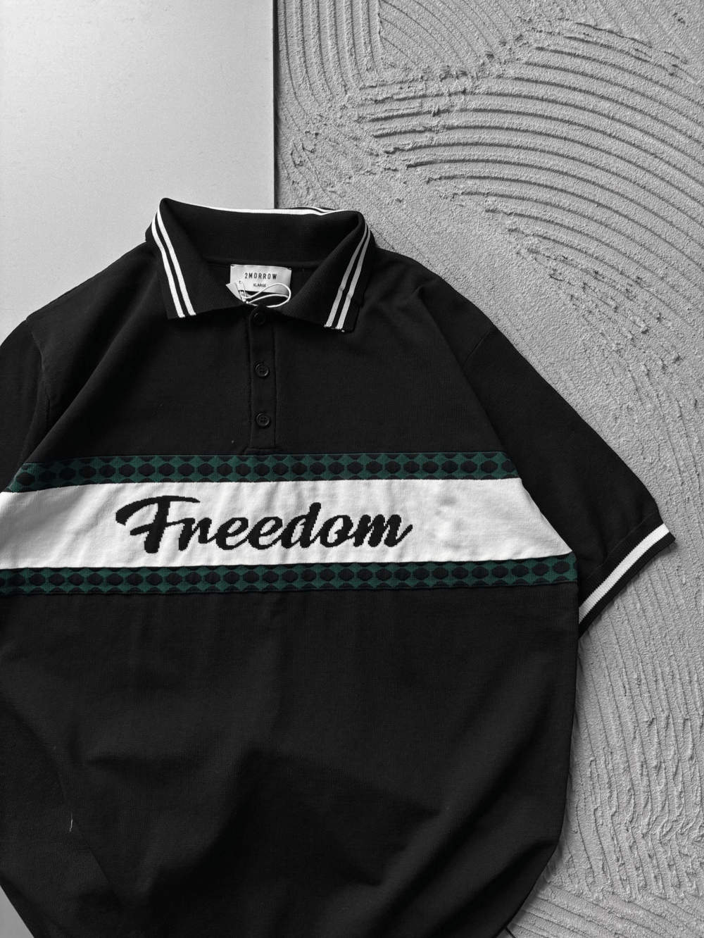 POLO YAKA FREEDOM TRIKO OVERSIZE TSHIRT SİYAH