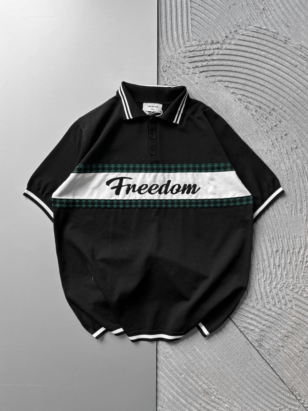 POLO YAKA FREEDOM TRIKO OVERSIZE TSHIRT SİYAH