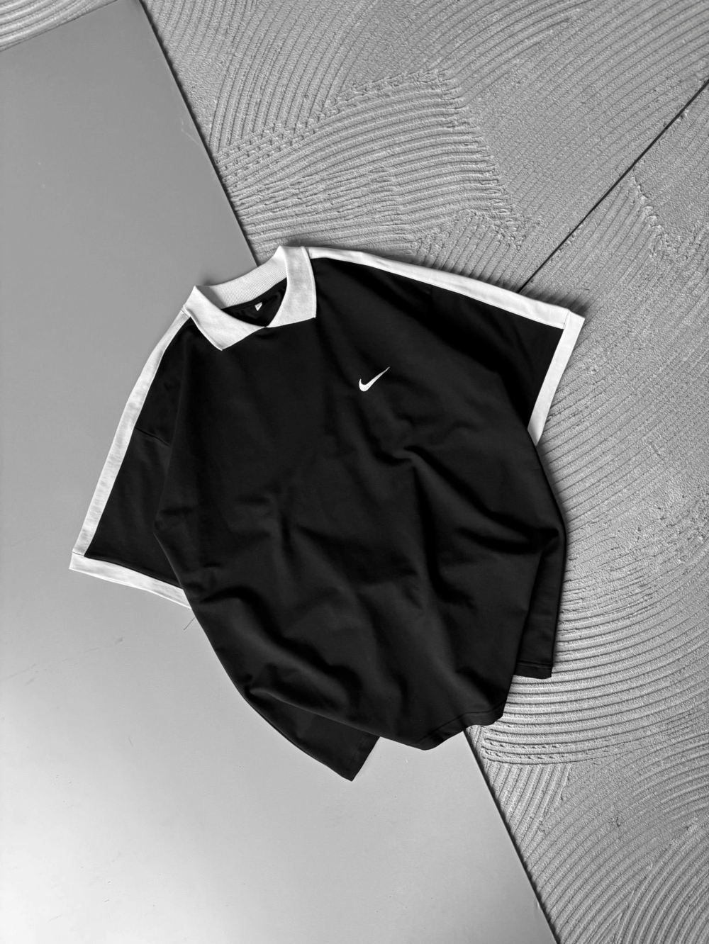 POLO YAKA KLASIK KOL SERIT OVERSIZE TSHIRT SİYAH