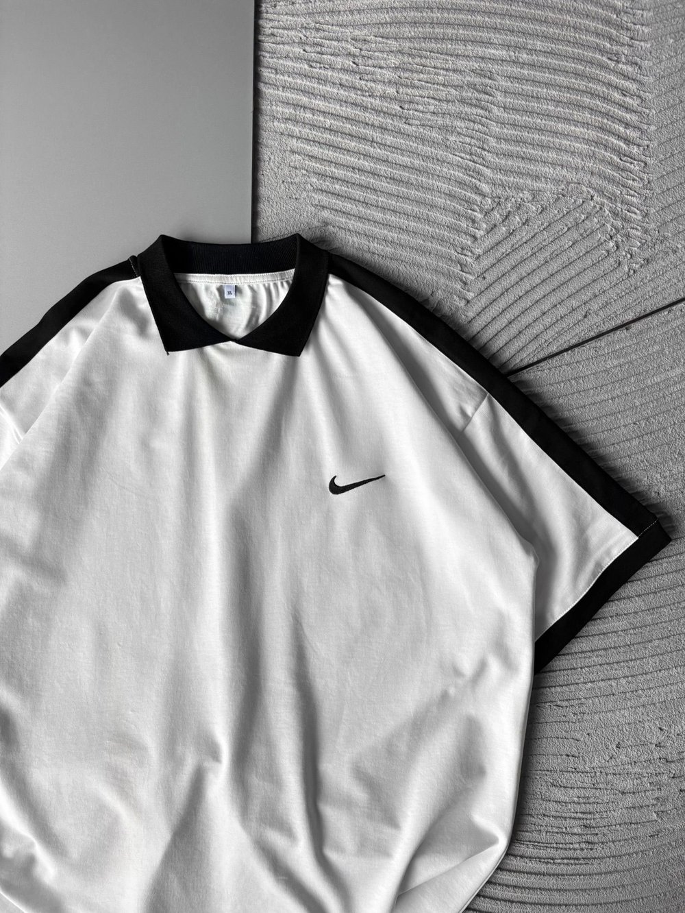POLO YAKA KLASIK KOL SERIT OVERSIZE TSHIRT BEYAZ