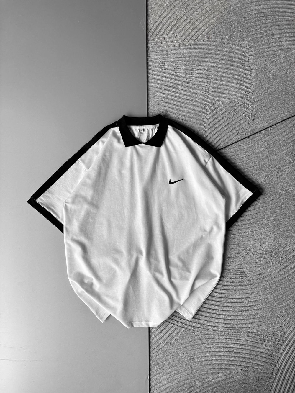 POLO YAKA KLASIK KOL SERIT OVERSIZE TSHIRT BEYAZ