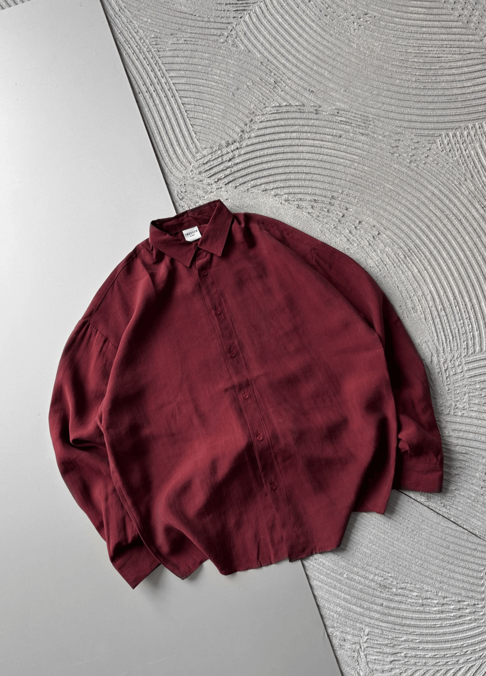 POLO YAKA MODAL KUMAŞ OVERSIZE GÖMLEK BORDO