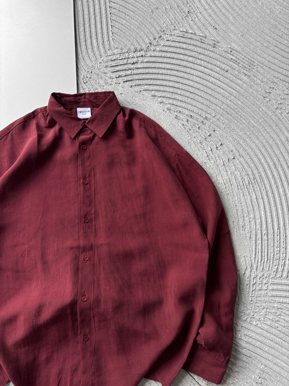 POLO YAKA MODAL KUMAŞ OVERSIZE GÖMLEK BORDO