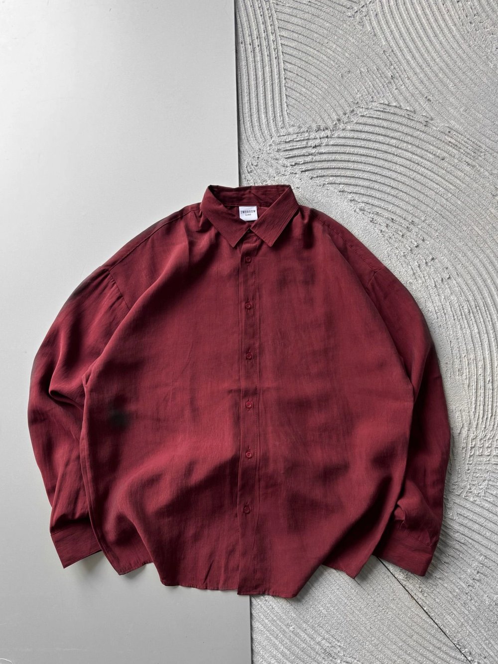 POLO YAKA MODAL KUMAŞ OVERSIZE GÖMLEK BORDO