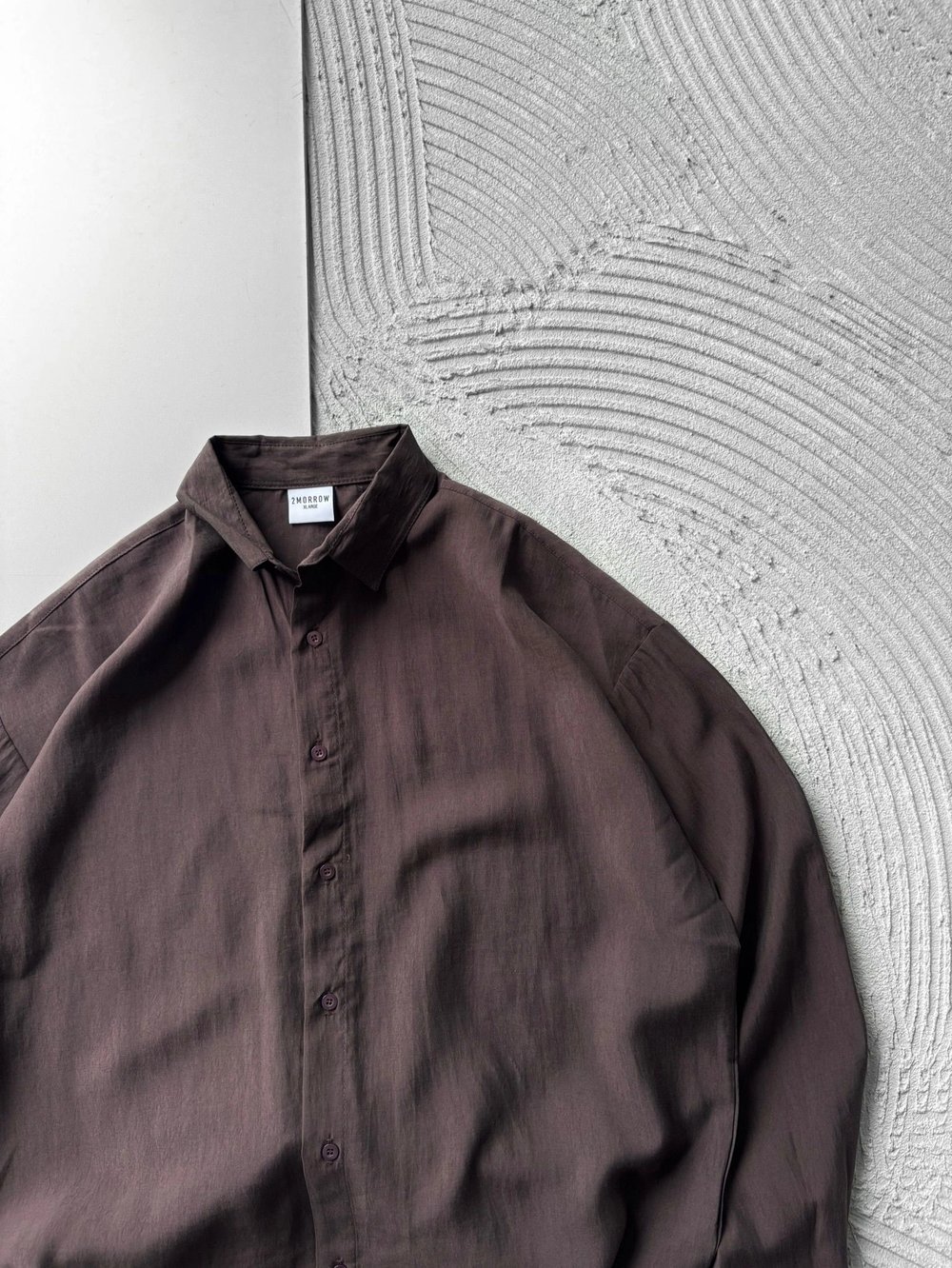 POLO YAKA MODAL KUMAŞ OVERSIZE GÖMLEK KAHVE